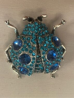 Brooch Insect Ladybug Bug Crystal Turquoise Pin NEW Pretty!!!